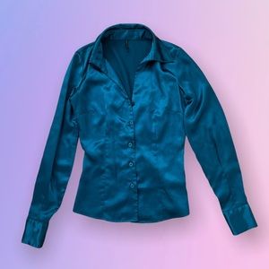 Teal silky blouse